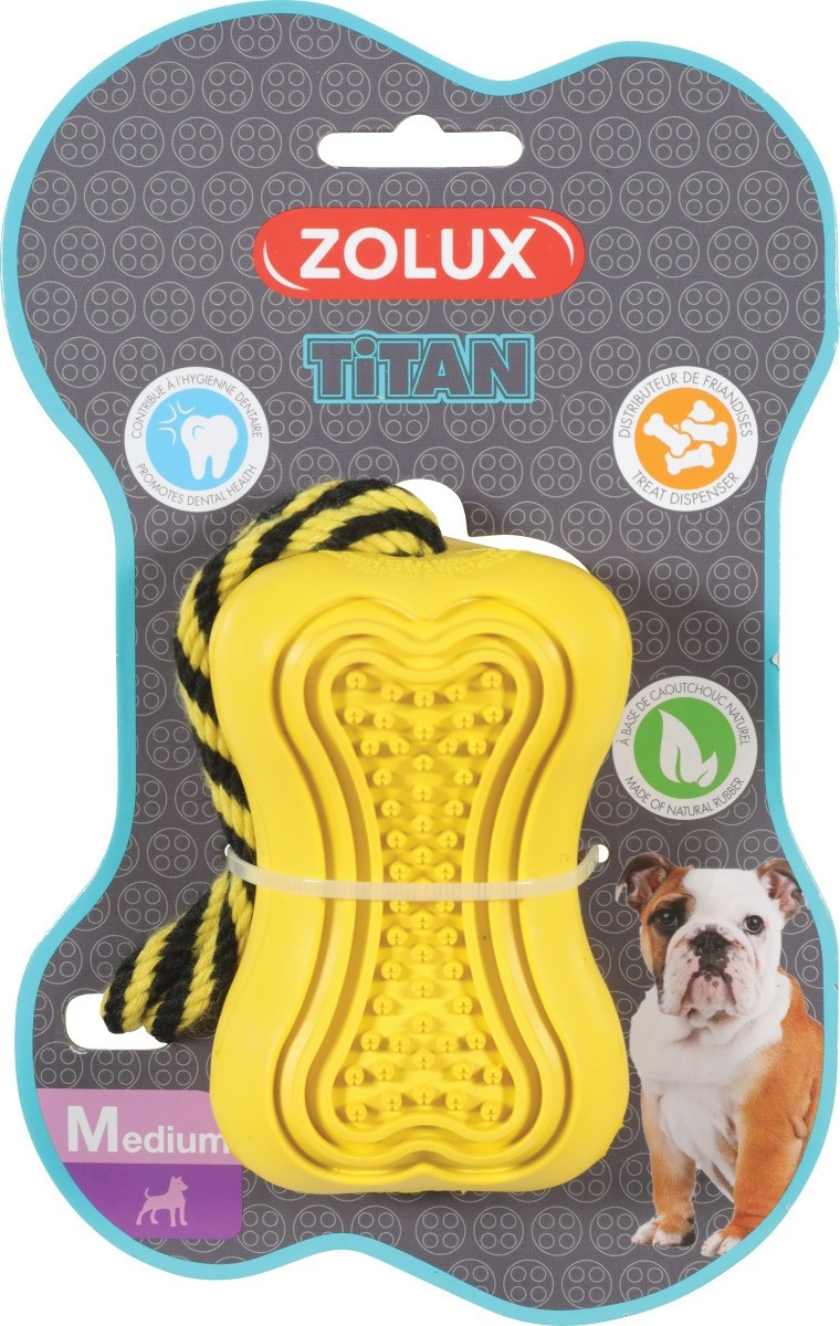 Giocattolo per cani in gomma Zolux con corda Titan giallo - Misure multiple