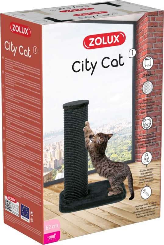 Zolux Poteau à griffer City Cat gris anthracite - Hauteur 62cm