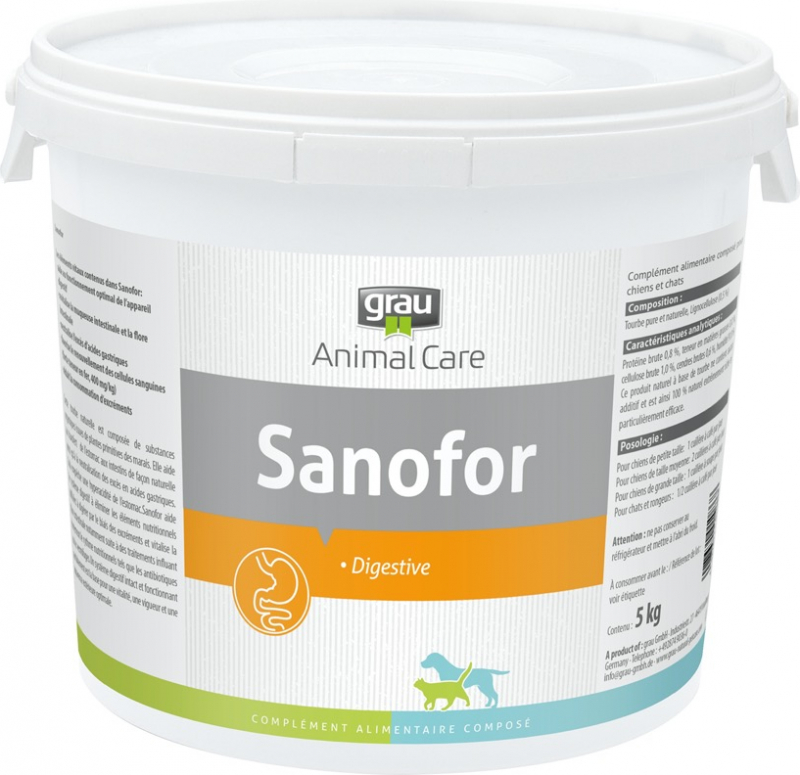 GRAU SANOFOR, behandelt spijsverteringsstoornissen bij honden en katten