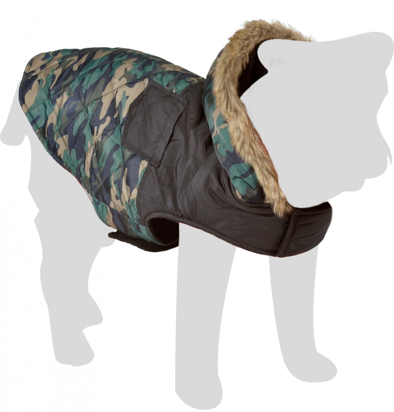 Abrigo de camuflaje para perros con capucha Ares Flamingo