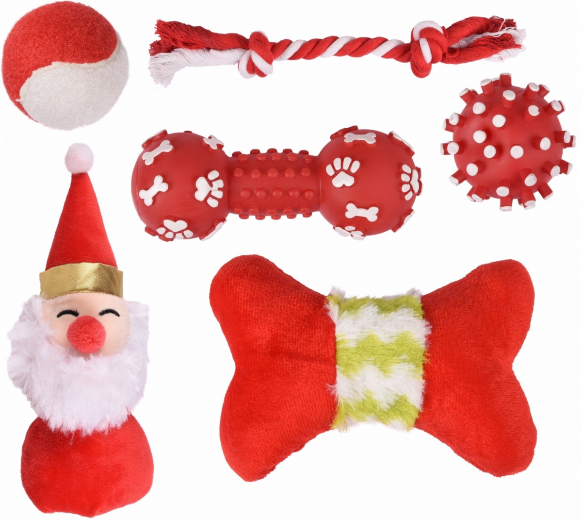 Calcetín de Navidad con 6 juguetes para perros Flamingo