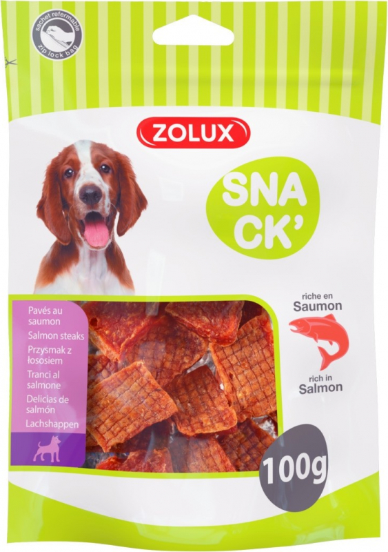 Guloseimas Zolux para cães ladrilhos de salmão - 100g