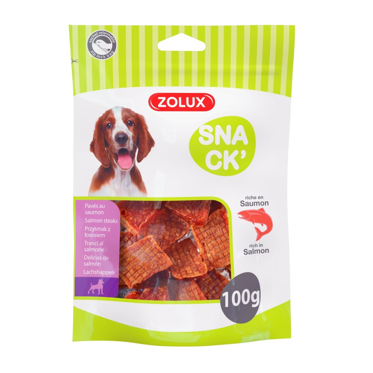 Guloseimas Zolux para cães ladrilhos de salmão - 100g