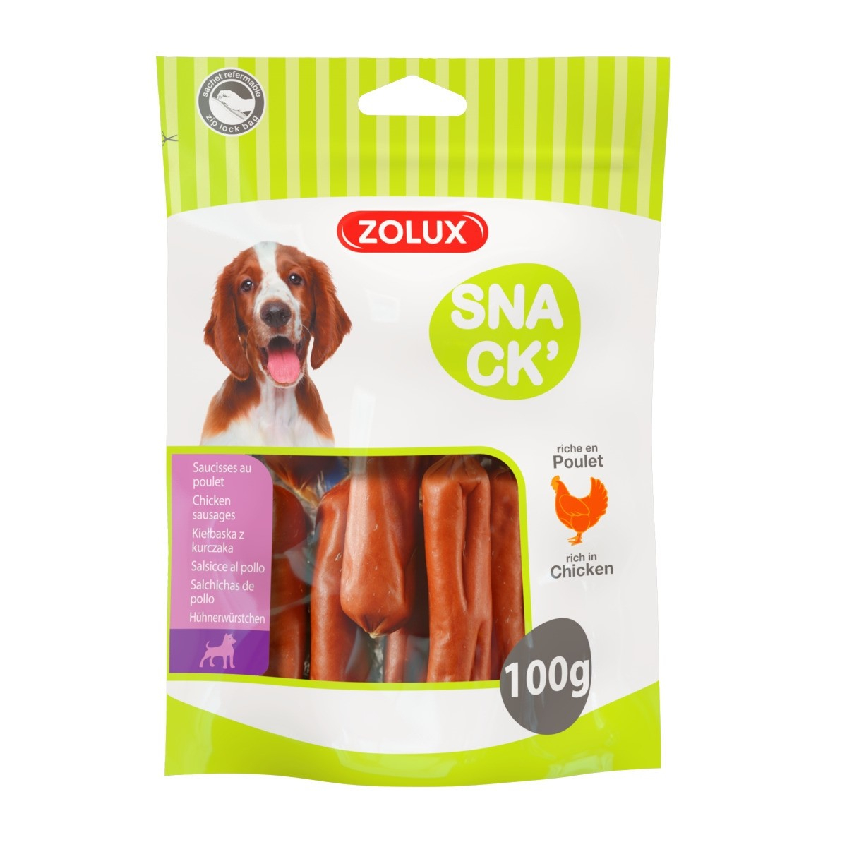 Zolux Snacks para perros salchichas de pollo - 100g
