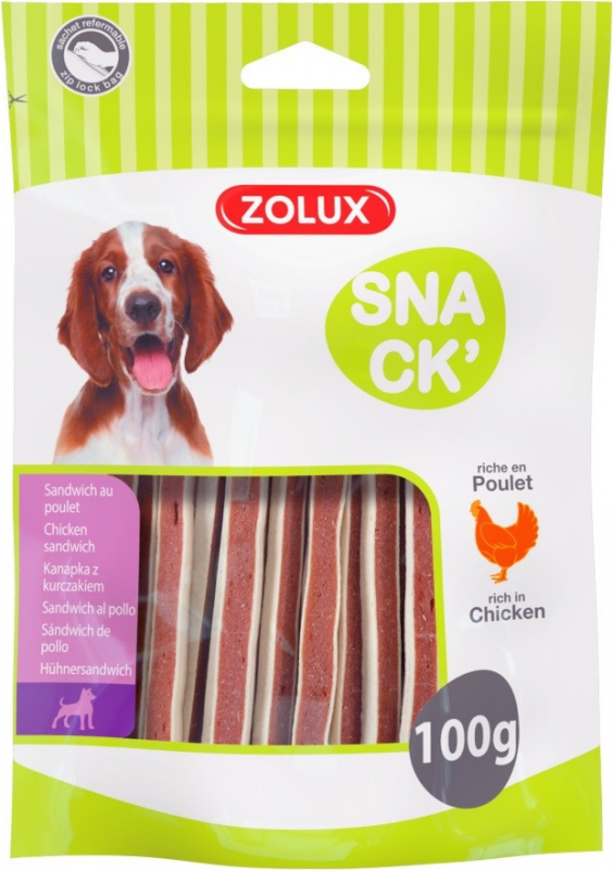 Zolux guloseimas para cão sanduíche de frango - 100g