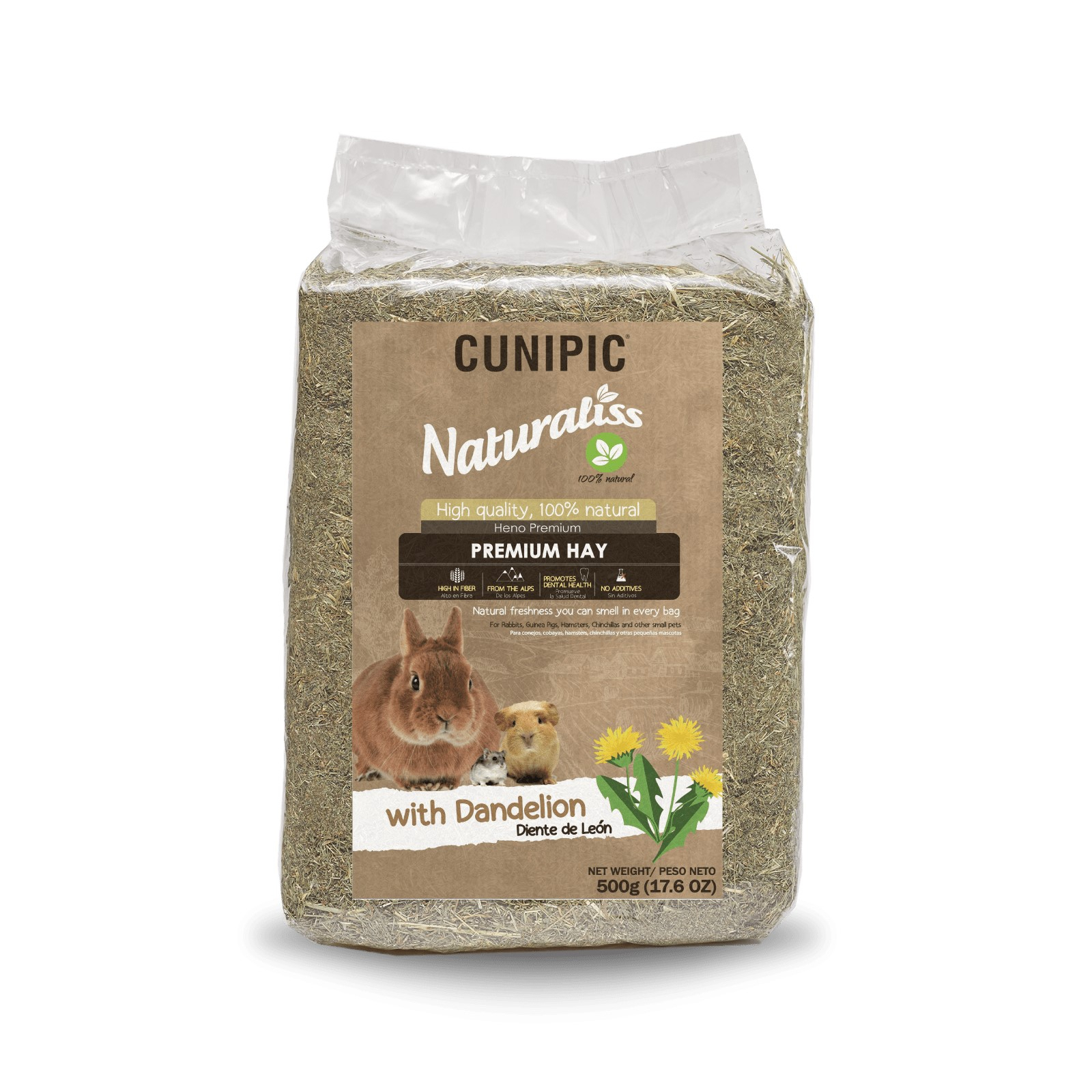 Cunipic Naturaliss Heno Premium con Diente de león para roedores y conejos