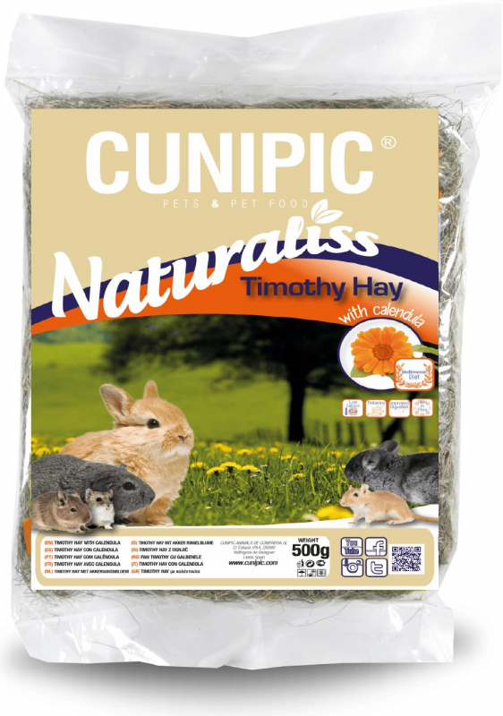 Cunipic Naturaliss Timothy Hay - Feno de calêndula para pequenos roedores e coelhos