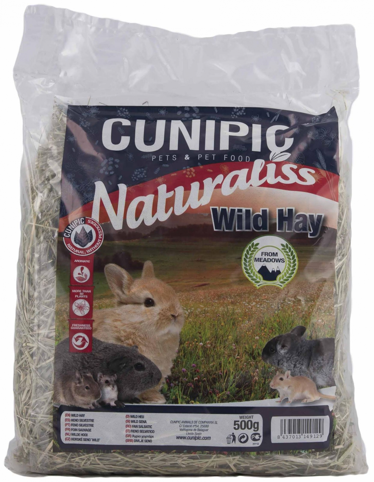 Cunipic Naturaliss Wild Hay - Feno selvagem para coelhos e roedores