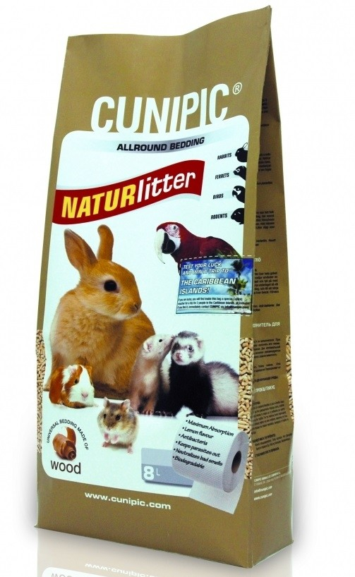 Cunipic Naturlitter - Substrato absorvente ecológico de madeira para coelhos e roedores