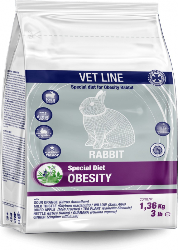 Cunipic Vetline Rabbit Obesity - Alimento completo para coelho com obesidade