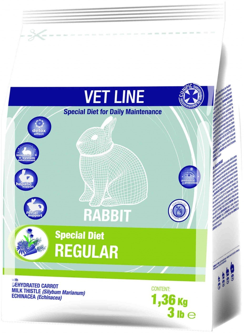 Cunipic Vetline Rabbit Regular Formula para a boa saúde do coelho