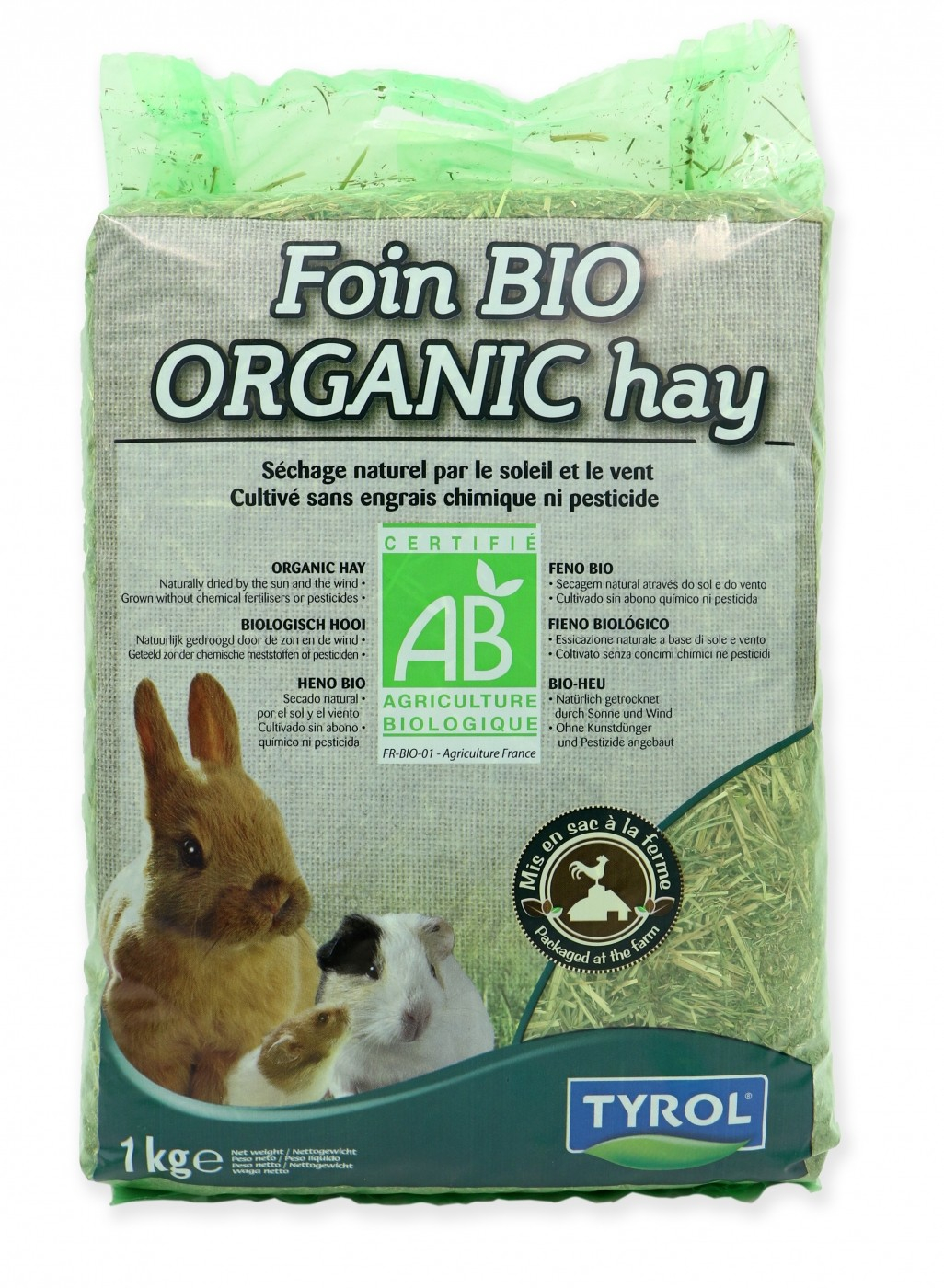 Tyrol Foin Bio Semi Compressé pour Rongeur et Lapin
