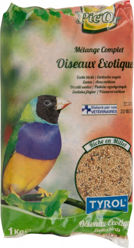 Tyrol cibo completo per uccelli esotici, miscela di semi ricca di miglio 1kg 1KG - 26x15x4