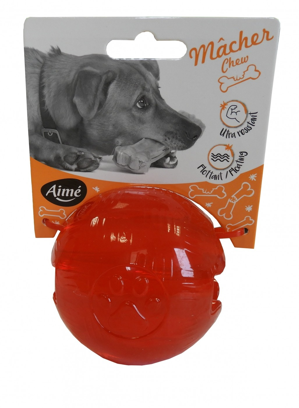 Palla in gomma ultra resistente per cane
