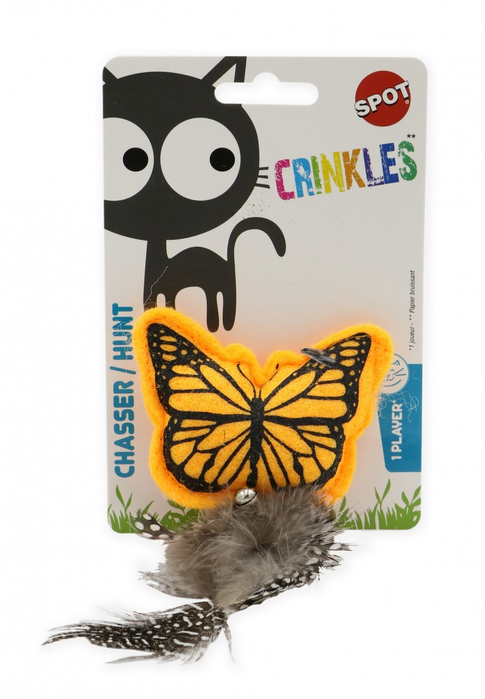 Papillon en peluche et plume avec Papier Crinckle et odeur de menthe 