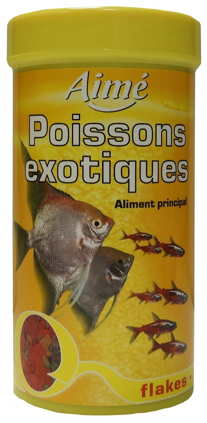 Alimento completo para peixes exóticos em flocos