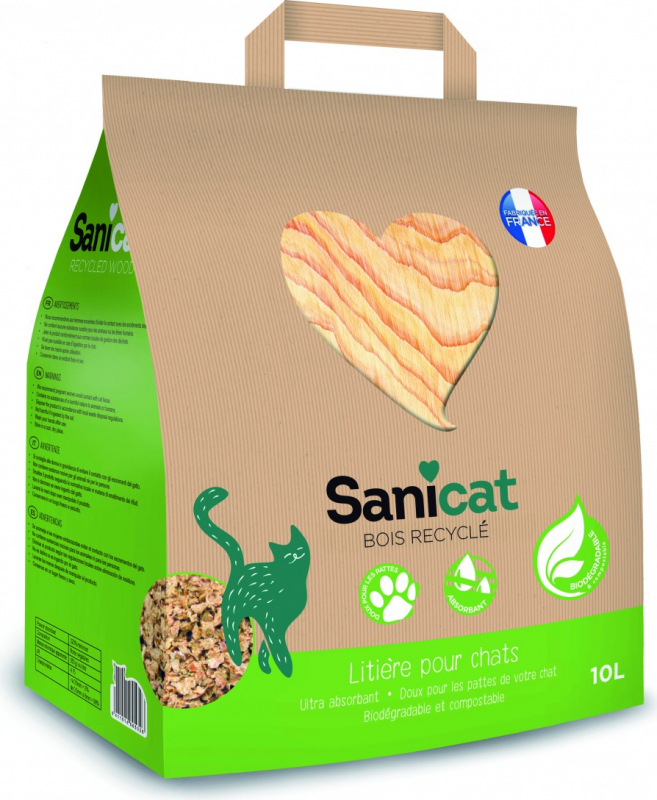 Litière végétale pour chat Sanicat Recycled wood