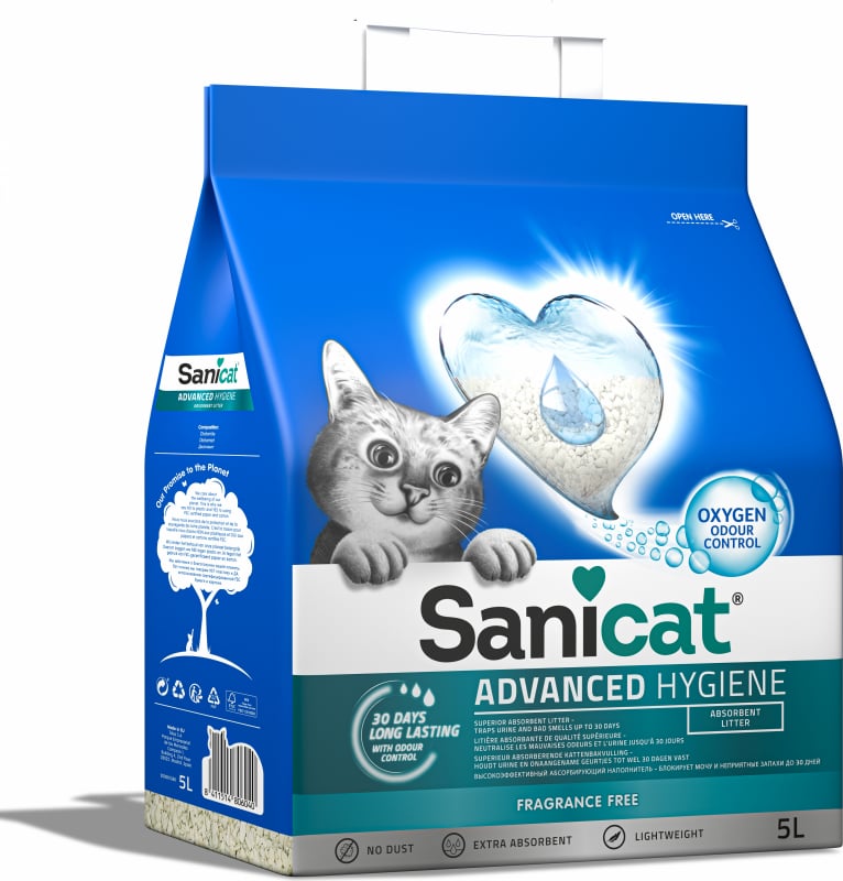 Natuurlijke kattenbakvulling Sanicat Odour Control op basis van diatomeeënaarde