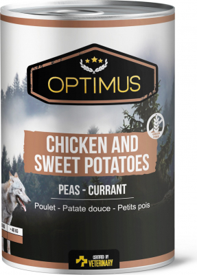 Pâtée Optimus Poulet et Patate douce, sans céréales pour chien