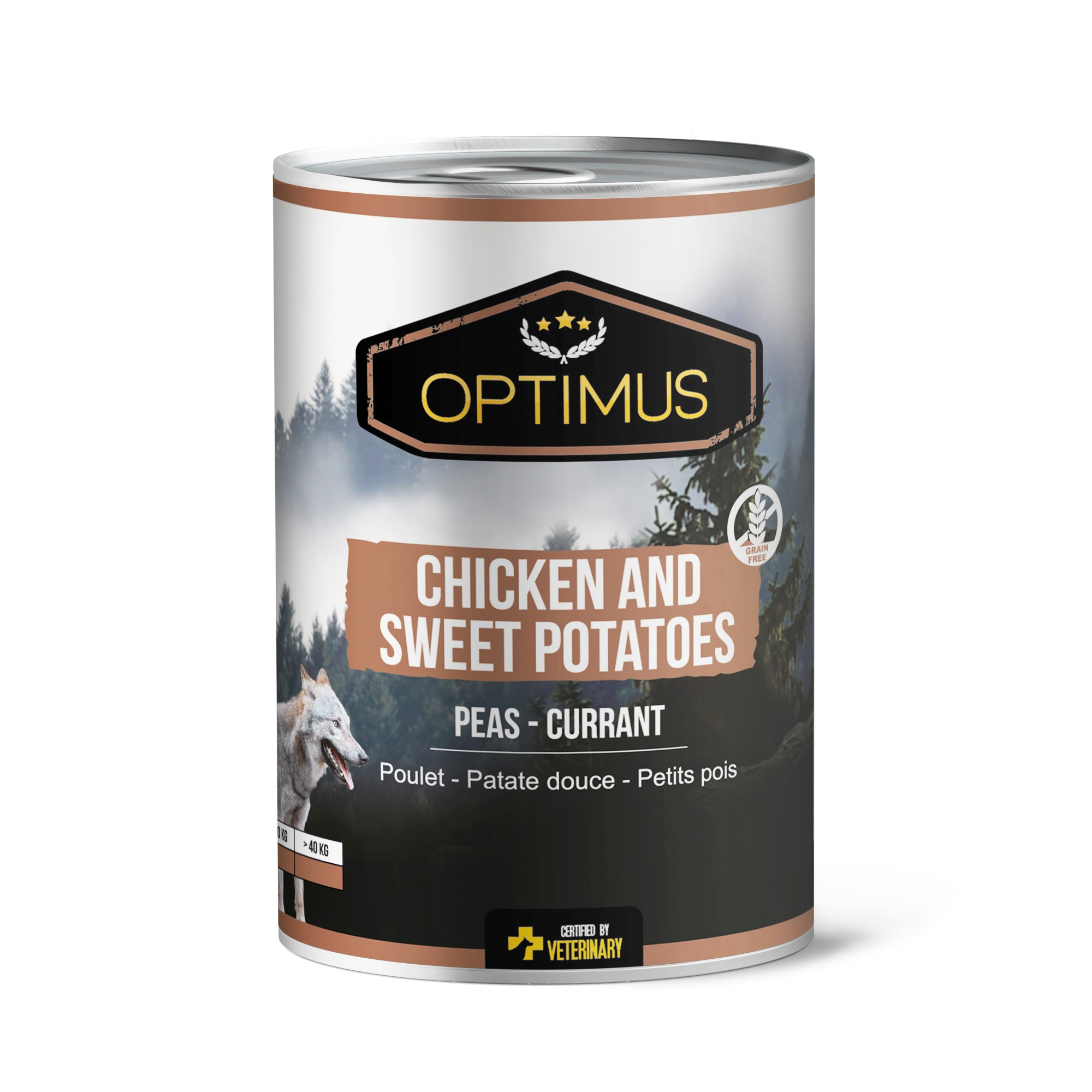Nassfutter Optimus Hühnchen & Süßkartoffeln, getreidefrei für Hunde