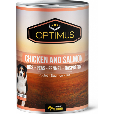 Comida húmeda OPTIMUS con Pollo y Salmón para perros