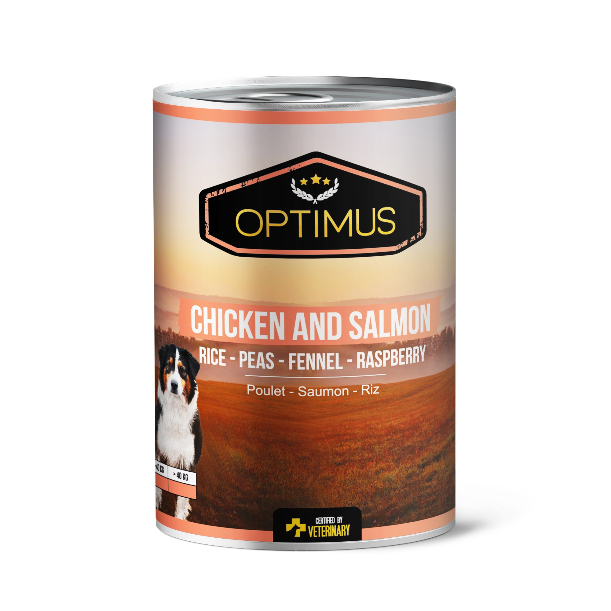 Comida húmeda OPTIMUS Pollo y Salmón para perros