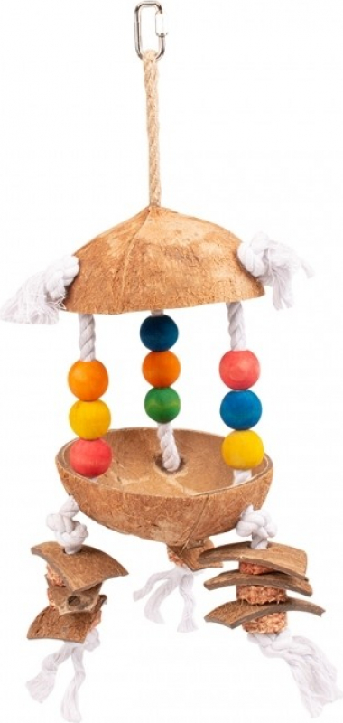 Duvo+ jouet coloré avec coco et cubes sur corde pour oiseaux