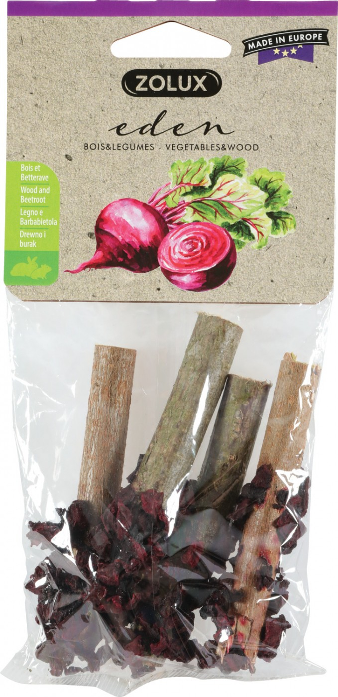 Troncos de madeira com legumes Eden Bio para roedores - vários sabores