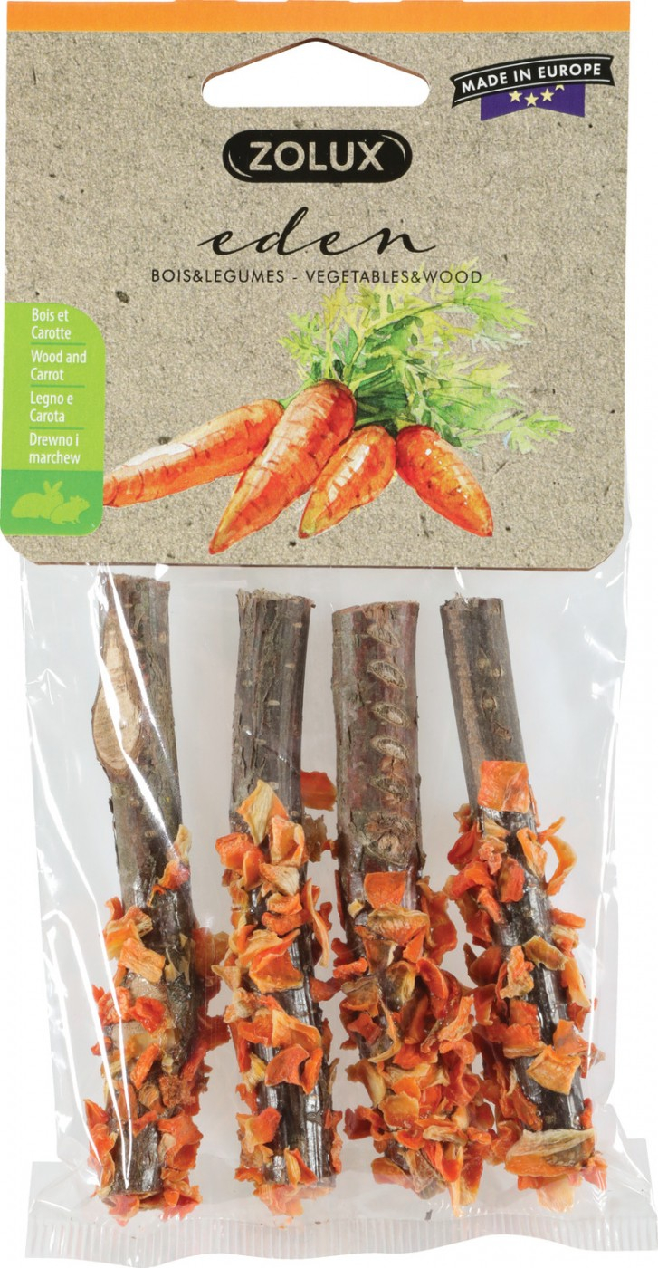 Bûchettes de bois avec petits légumes Eden Bio pour rongeur - plusieurs saveurs