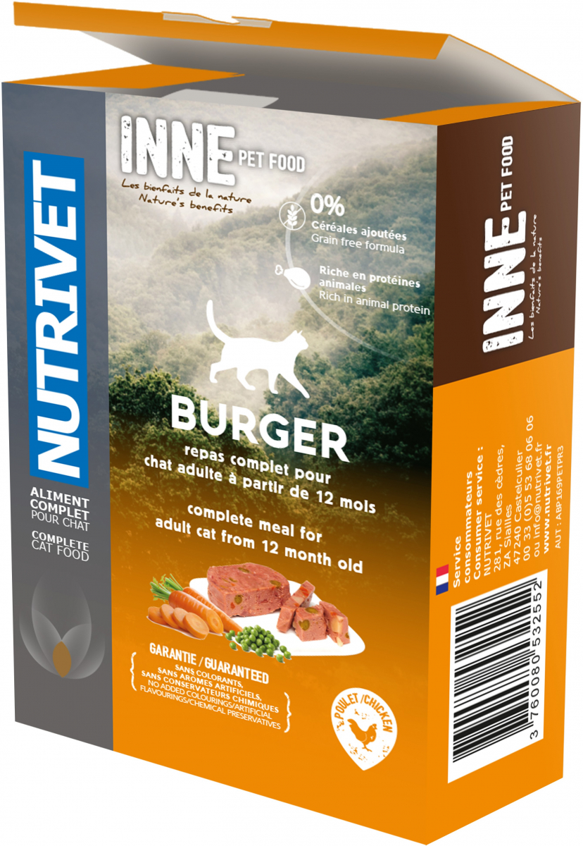 Nutrivet Inne Burger Pour Chat Adulte 3 Saveurs Disponibles