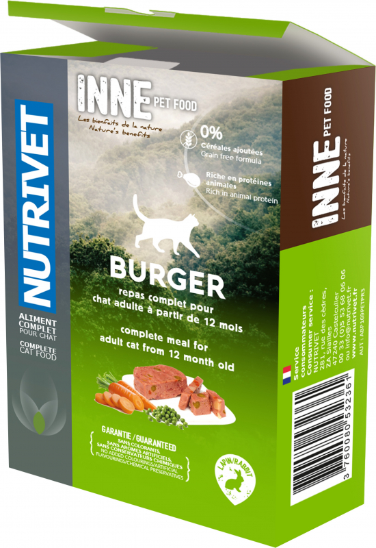 Nutrivet Inne Burger Pour Chat Adulte 3 Saveurs Disponibles