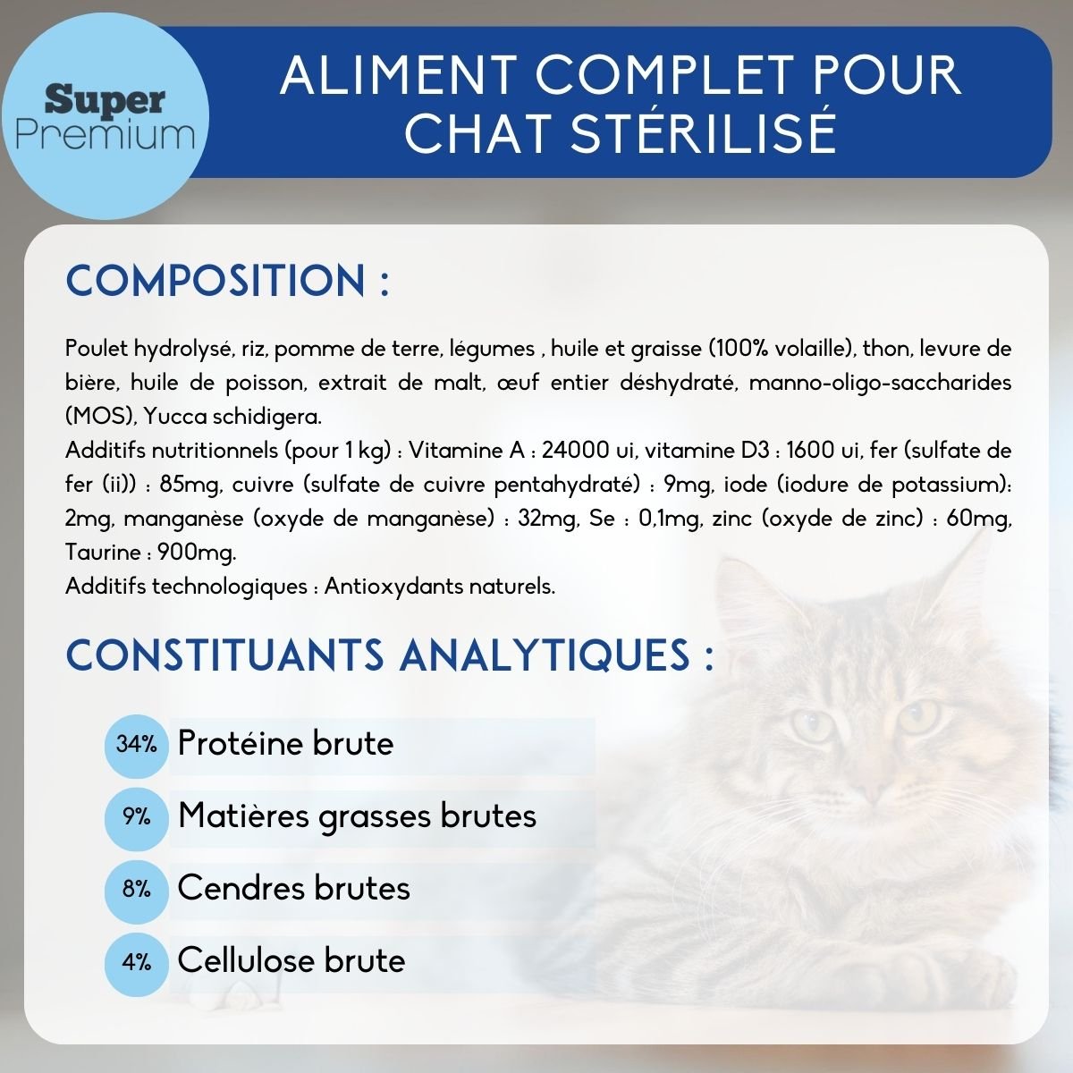 NUTRIVET Super Premium Volaille pour chat stérilisé