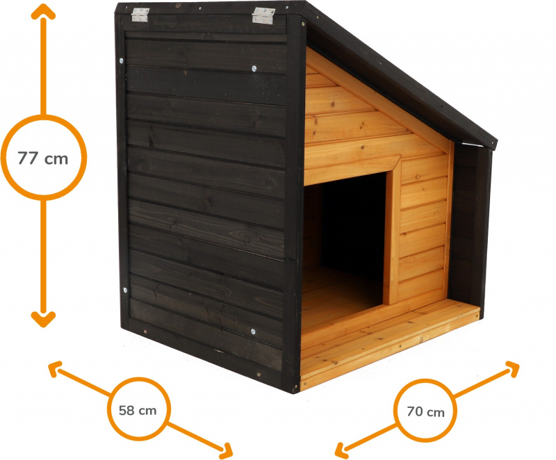 Caseta exterior de madera para perros con techo inclinado Zolia Malvik