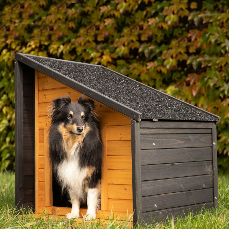 Niche pour chien en bois d'extérieur toit inversé Zolia Malvik