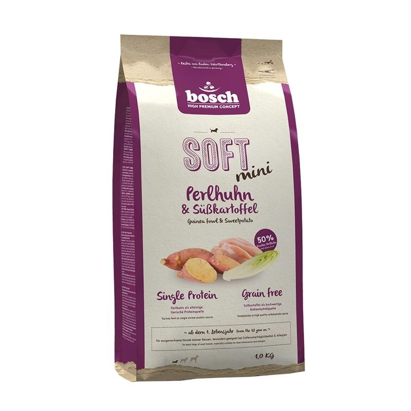 BOSCH Soft Mini Perlhuhn & Süßkartoffel Adult für Hunde kleiner Rassen