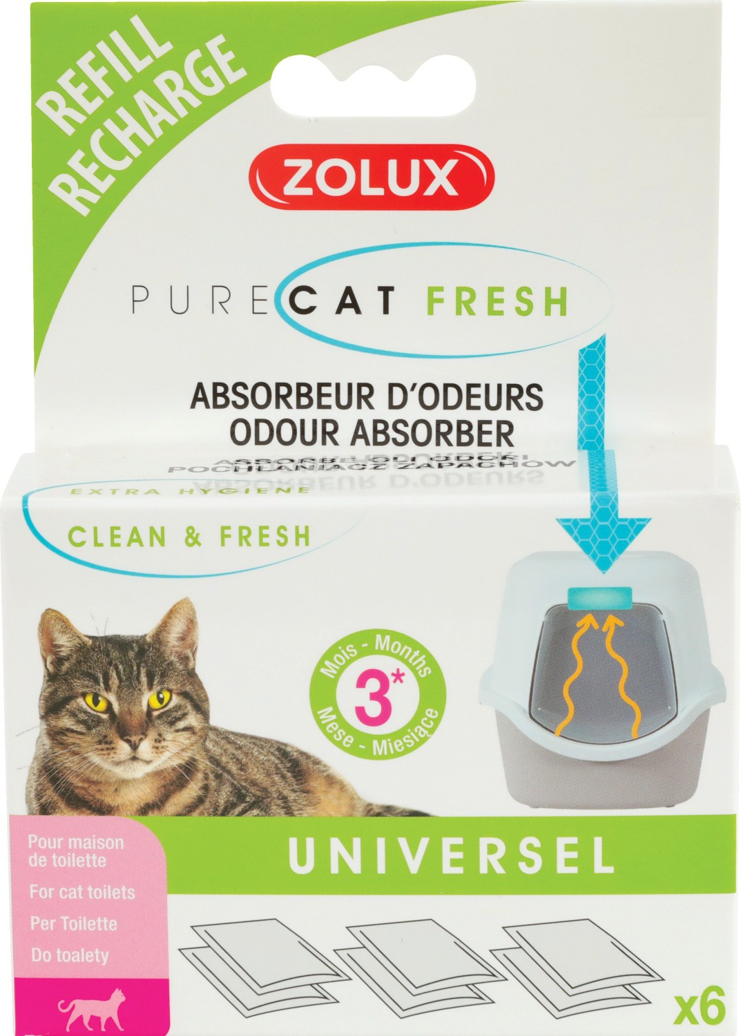 Recarga para kit anti-odores PureCat Fresh - 6 saquetas