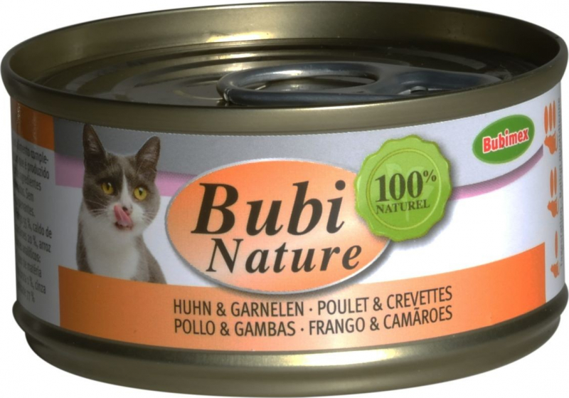 BUBIMEX Bubi Nature Nassfutter mit Huhn & Garnelen für Katzen
