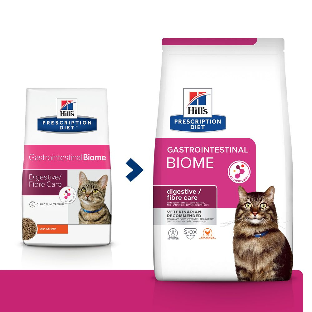 Hill's Prescription Diet Gastrointestinal Biome Alimentação veterinária para gatos com problemas gastrintestinais sabor a galinha