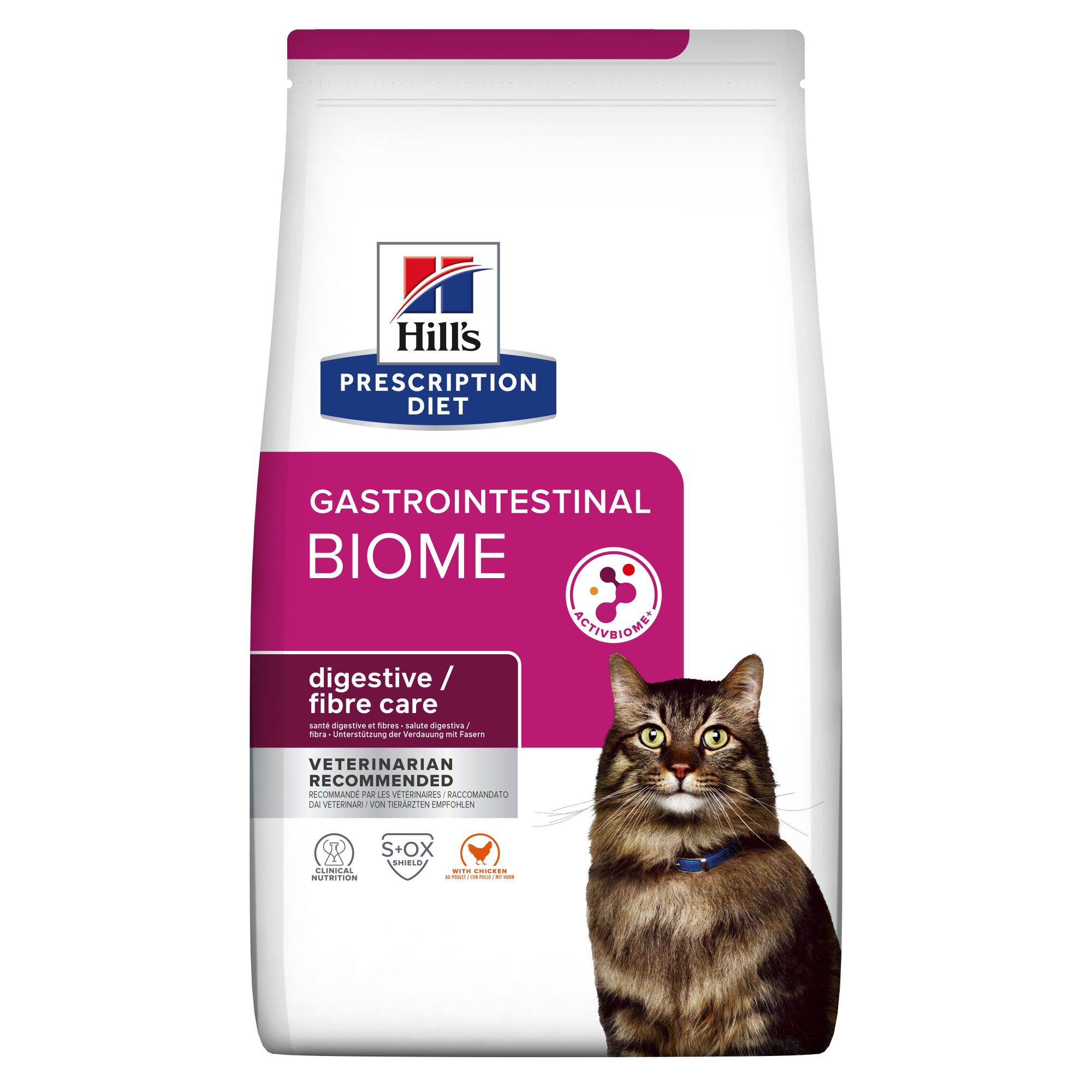 Hill's Prescription Diet Gastrointestinal Biome Alimentação veterinária para gatos com problemas gastrintestinais sabor a galinha