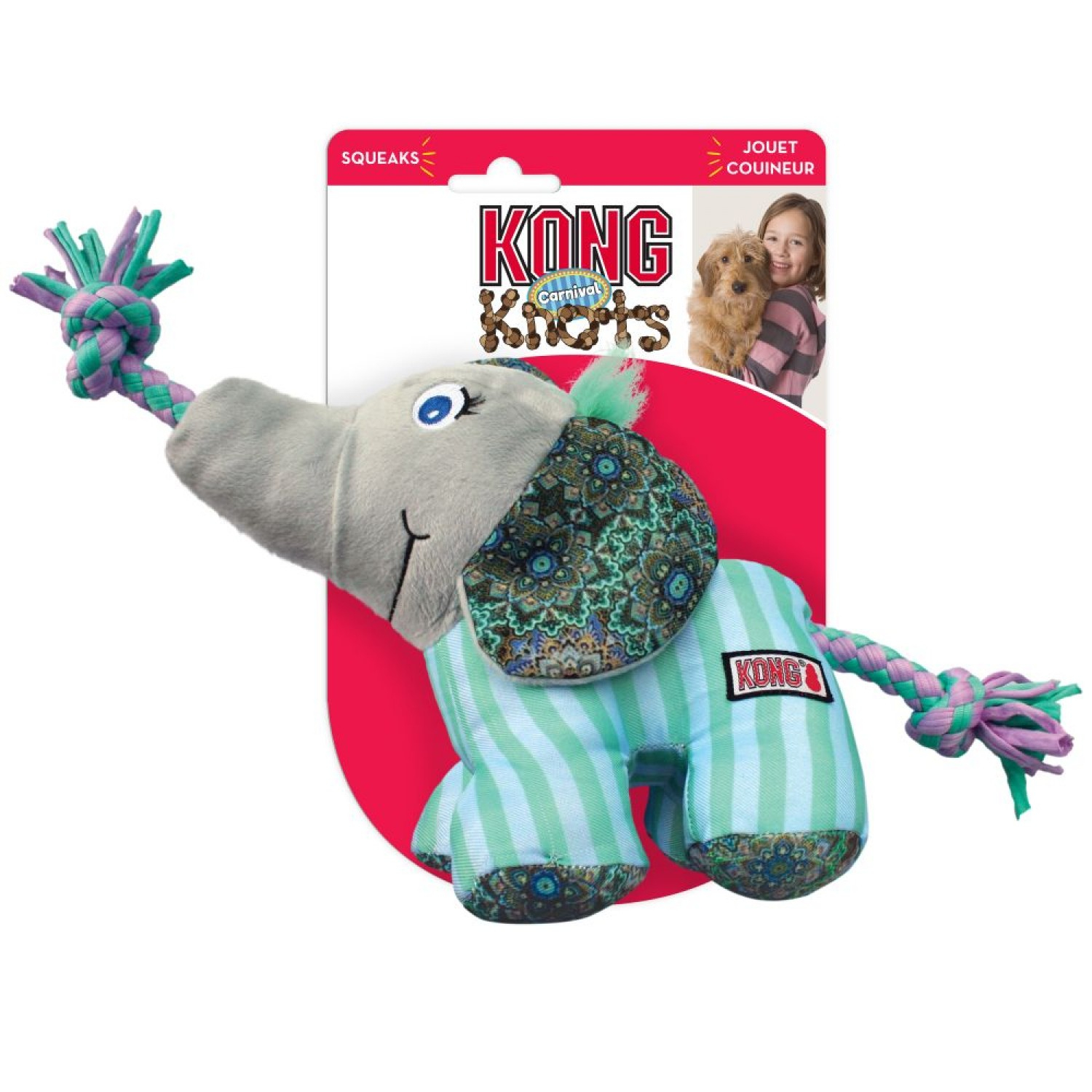 Brinquedo para cão KONG Peluche Carnival Elefante - 2 tamanhos disponíveis