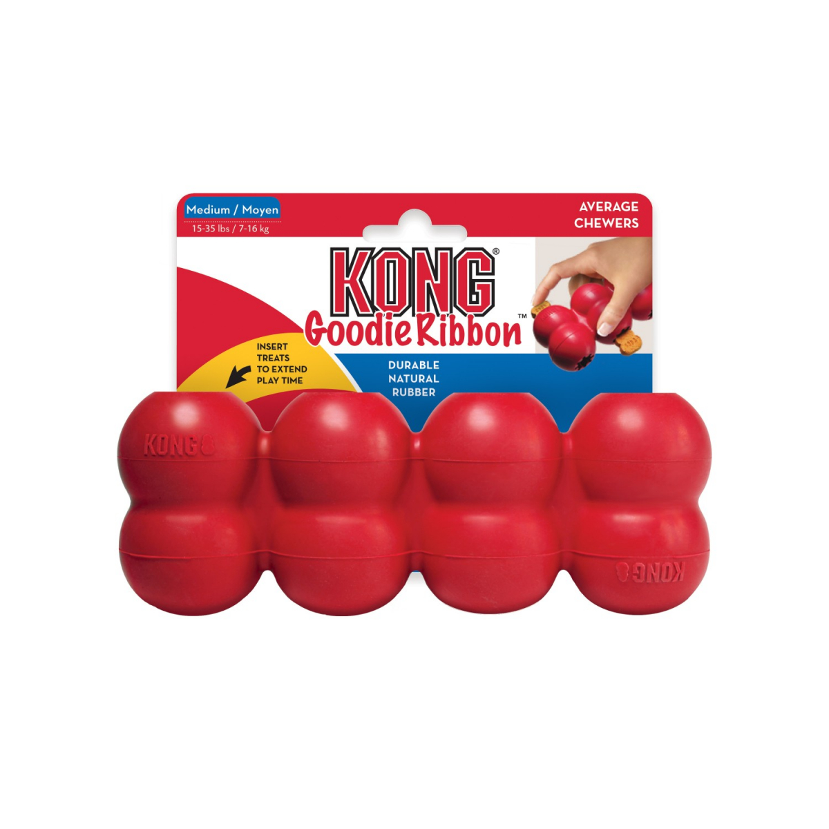 Jouet pour chien KONG Distributeur de Friandises Goodie Ribbon - 3 tailles disponibles