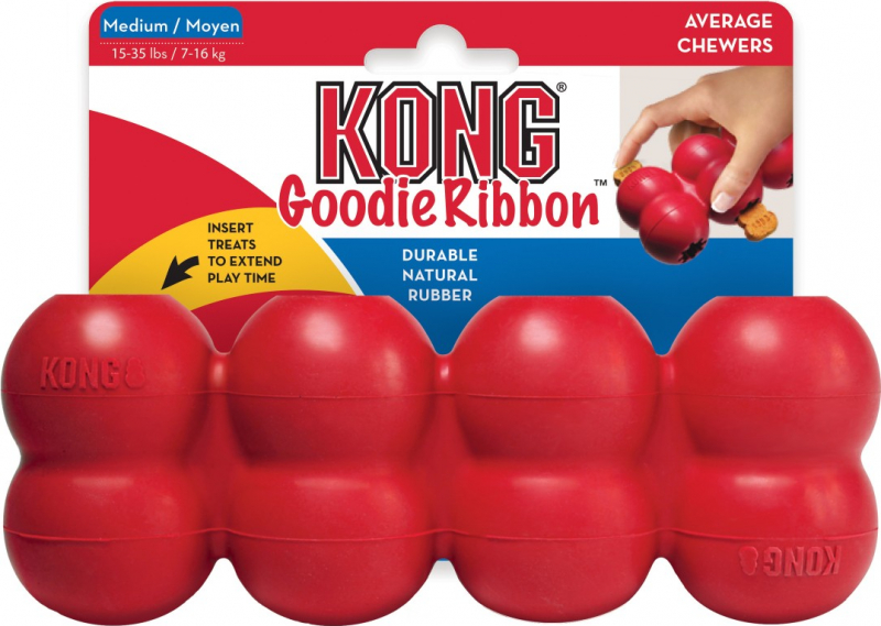 Jouet pour chien KONG Distributeur de Friandises Goodie Ribbon - 3 tailles disponibles