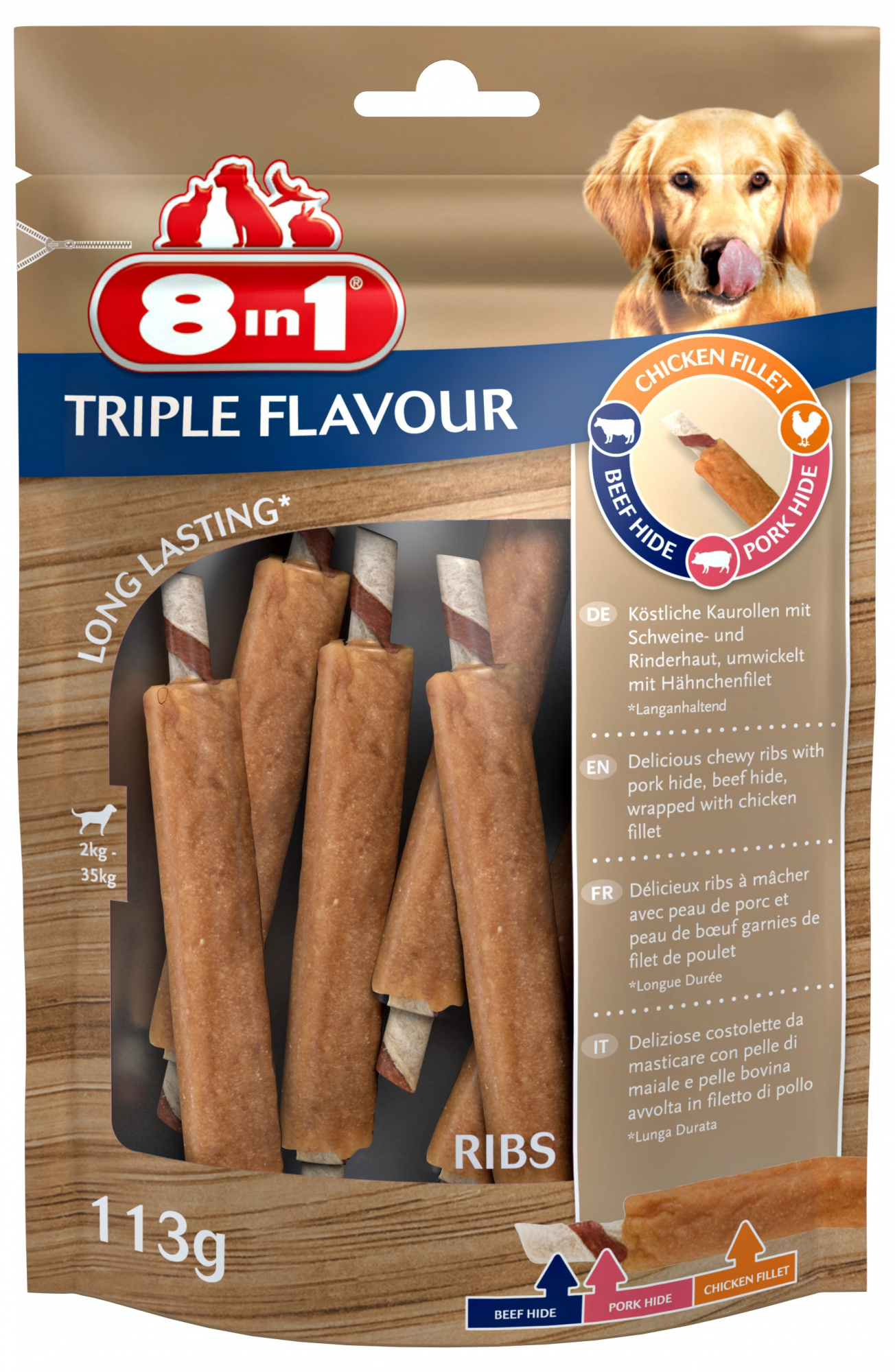 8em1 Triple Flavour Snacks para cão adulto