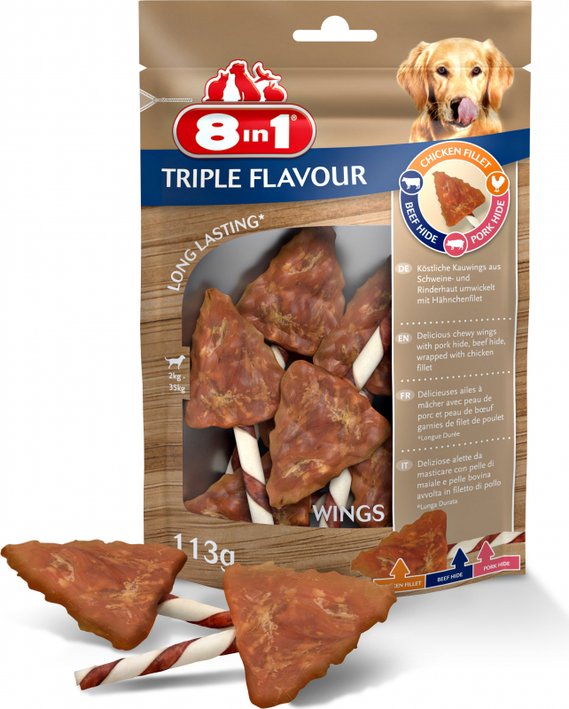 8in1 Triple Flavour Wings Kauflügel für erwachsene Hunde