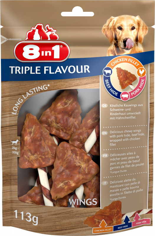 8in1 Triple Flavour Wings asas para mastigar para cão adulto