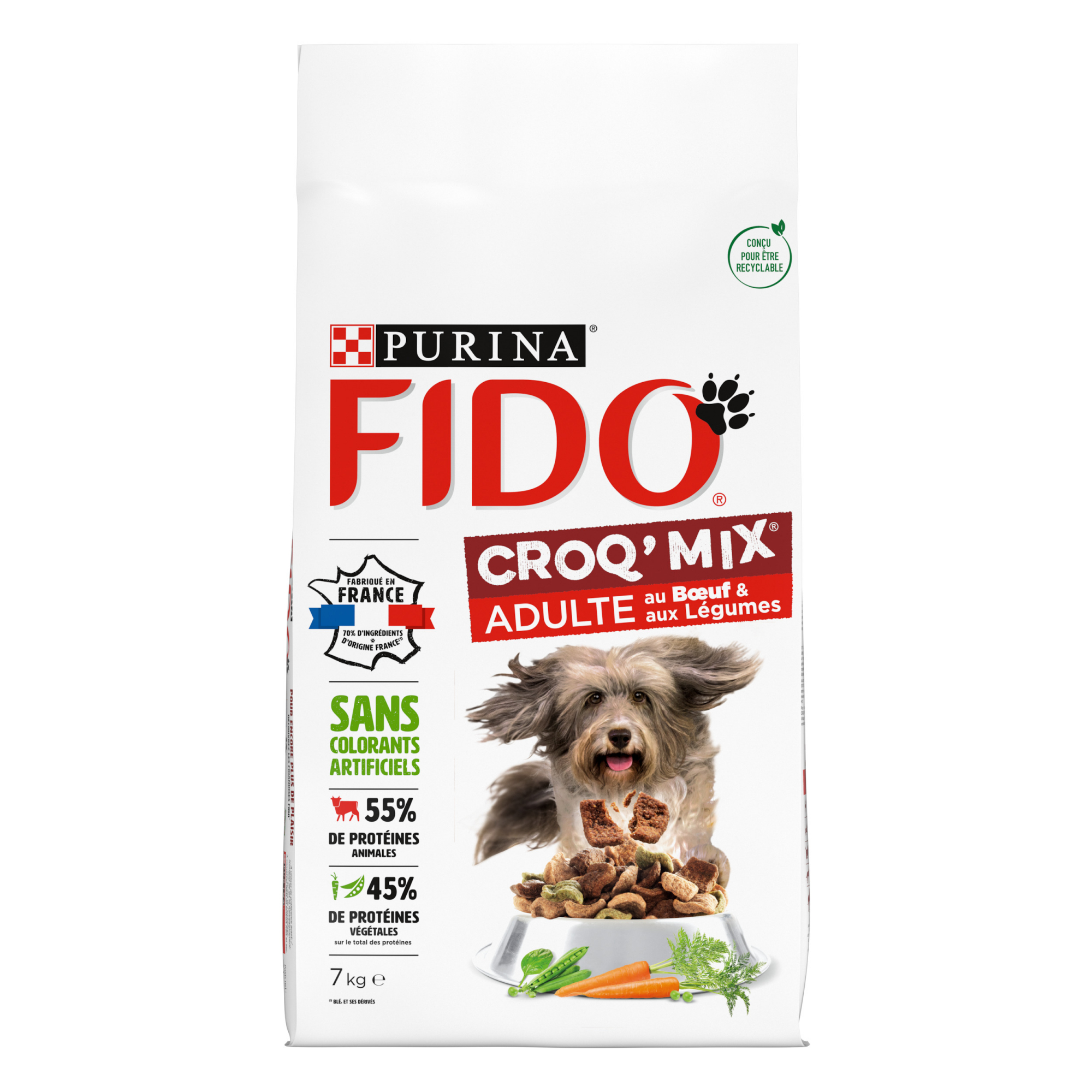 FIDO Croq Mix com carne de vaca ou frango para cães adultos