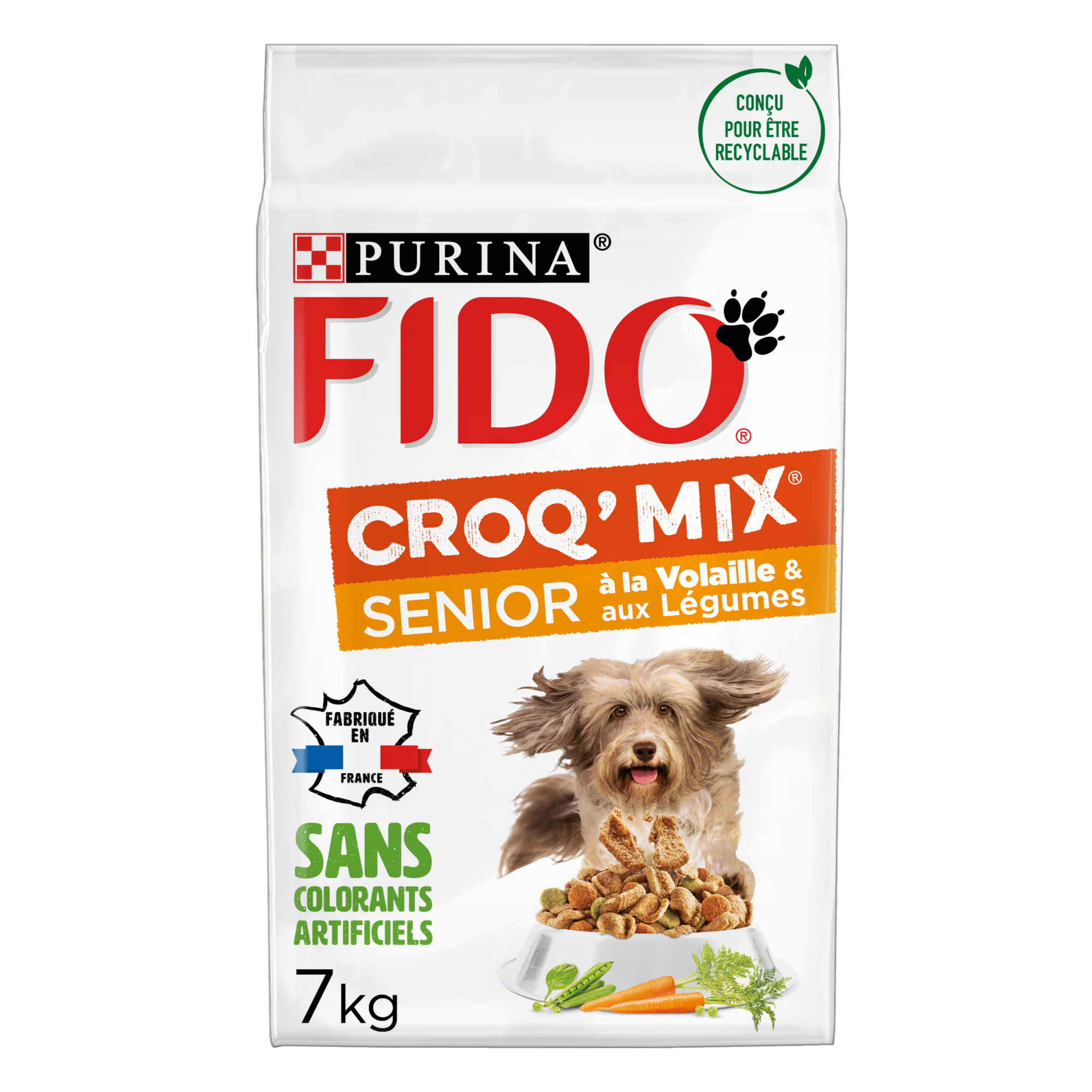 FIDO Croq Mix com aves e vegetais para cães idosos