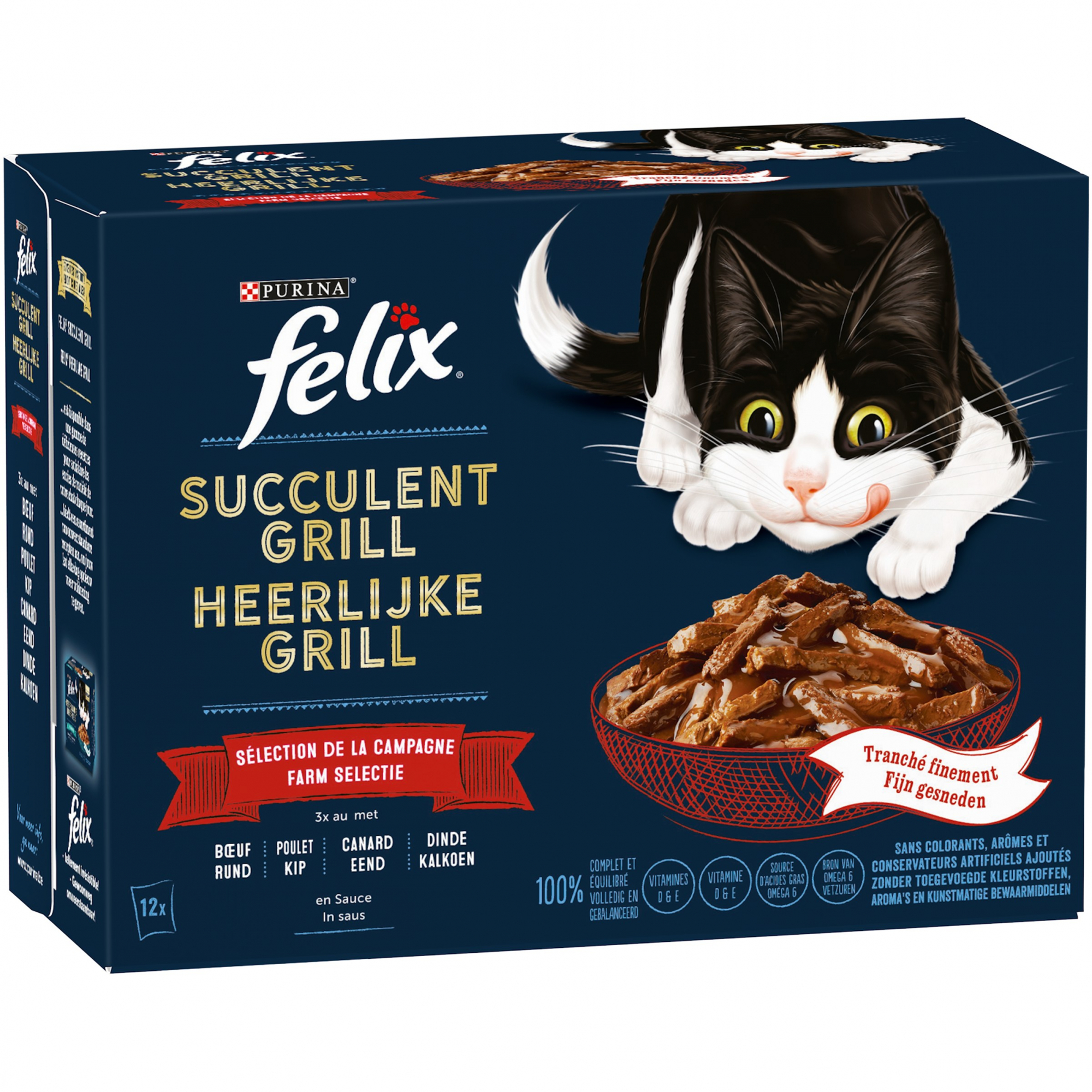 FELIX Succulent Grill - Alimento húmido de peixe ou carne para gato