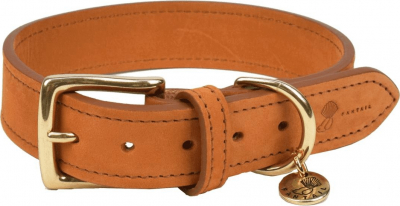 Collier Fantail en cuir d'agneau nubuck brun clair pour chien 