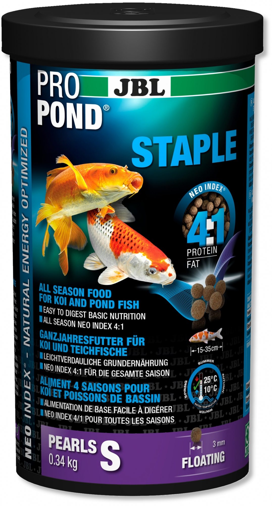 JBL Propond Staple Granuli per tutte le stagioni per carpe koi e pesci da laghetto da 15 - 55 cm